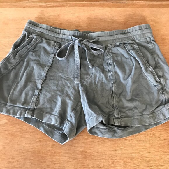 James Perse Pleated Below Surplus Short Women 1 Gray Pockets Mid Rise Tie Waist - Picture 1 of 13